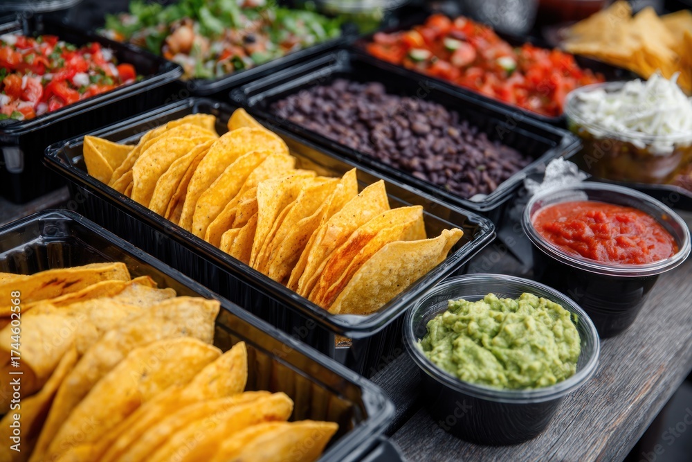 Fototapeta premium Delectable Taco Bar Feast: A Culinary Mexican Fiesta