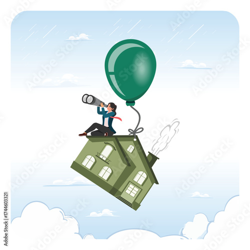 Real estate price bubble or housing investment opportunity concept.