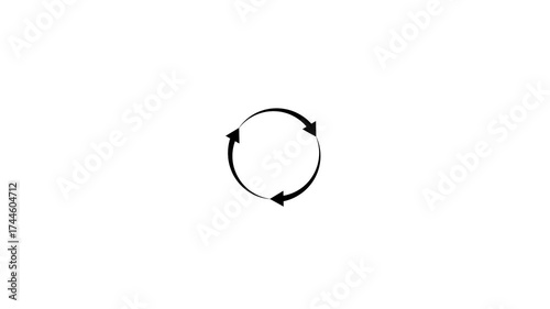 Three white arrows forming a circular rotation symbol on white background.refresh arrow icon Abstract arrow refresh and recycle icon.arrow loading bar animation.arrow animated circle loading gif icon.