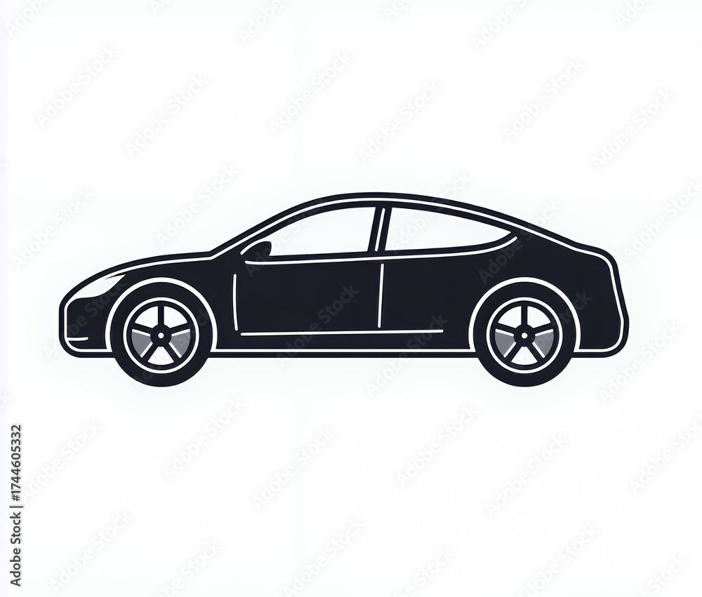 Fototapeta premium Minimalist Electric Car Illustration: Sleek Modern Vehicle Design