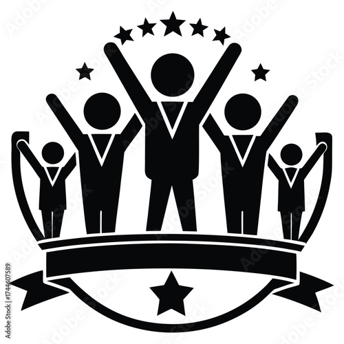 team success celebration vector icon