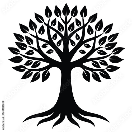 tree with roots  strong foundation         vector