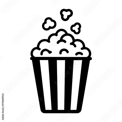 Popcorn bucket icon — classic movie snack symbol for cinema, entertainment, or concession themes
