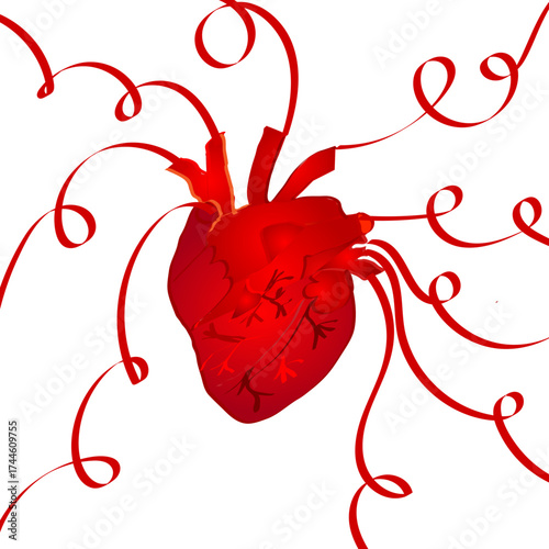 Festive Heart with Streamers