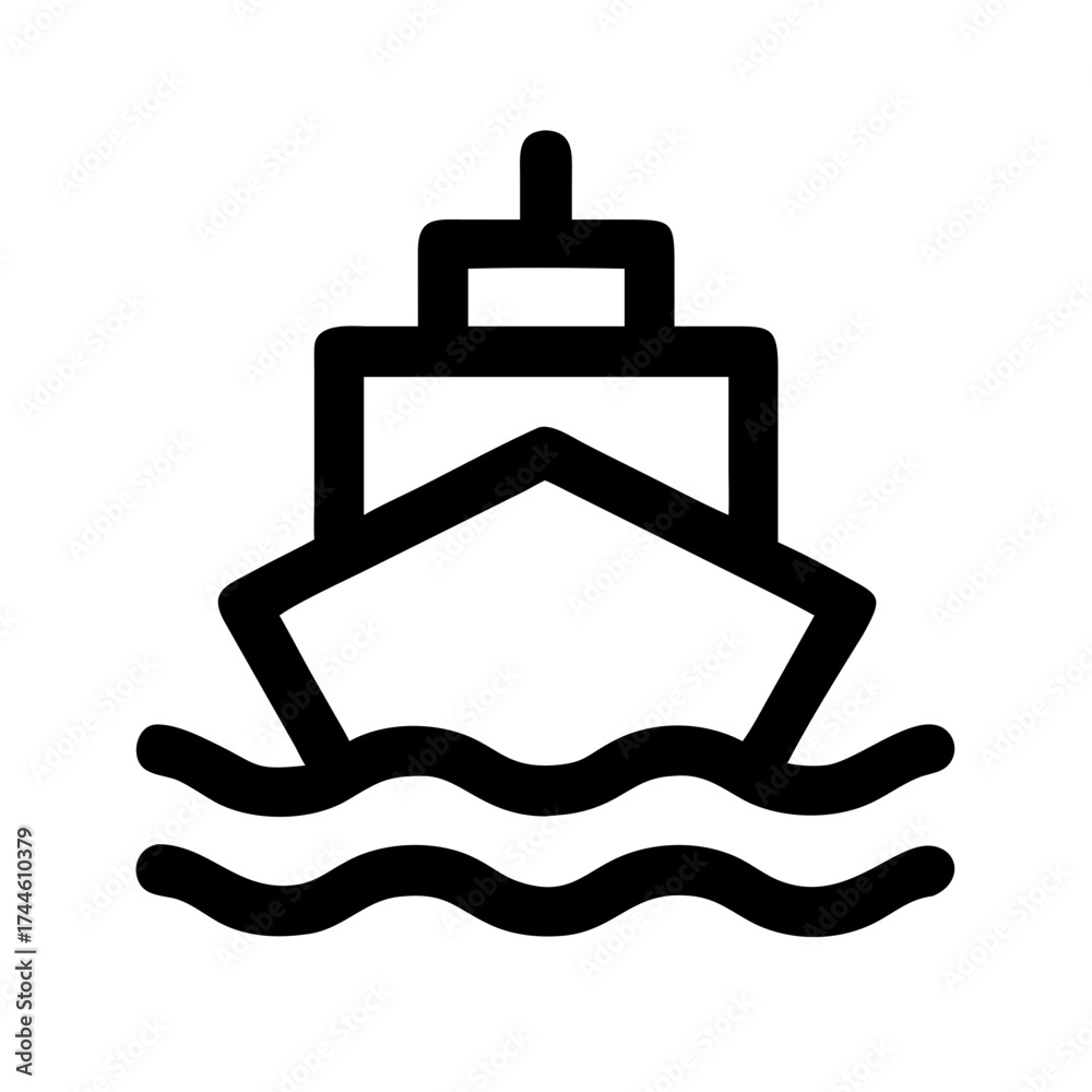 Obraz premium Minimalist illustration of a ship sailing on the water