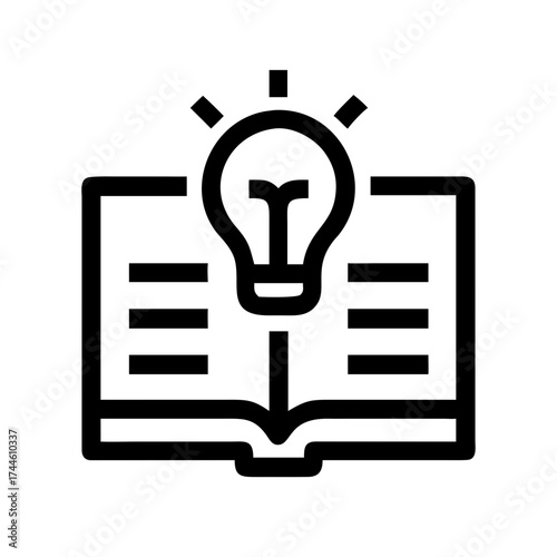 Open book with light bulb icon, representing learning