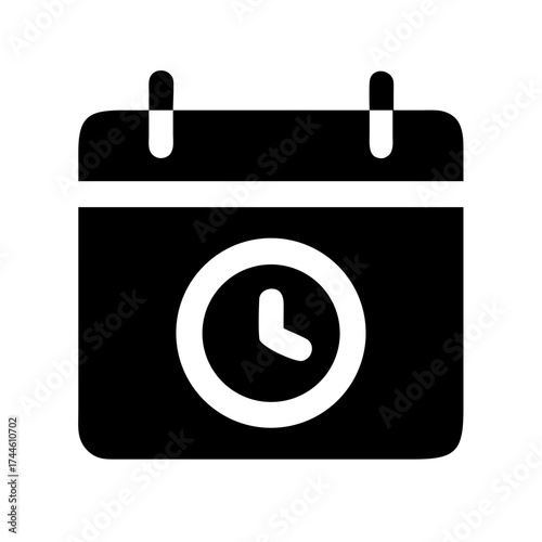 Calendar icon with clock representing schedule