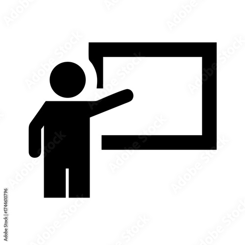 Black and white presentation icon for education