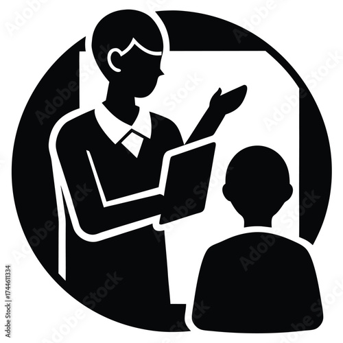 mentor teaching student vector icon