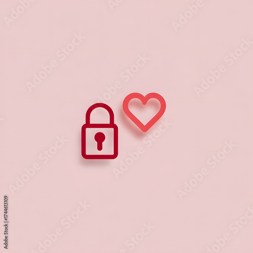 This minimalist design evokes feelings of love intertwined with security, perfect for romantic themes.