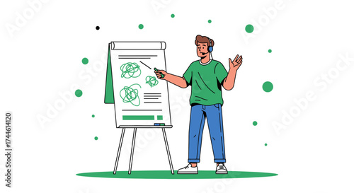 Expert Presenting Complex Ideas During A Meeting With A Conceptual Visual Aid