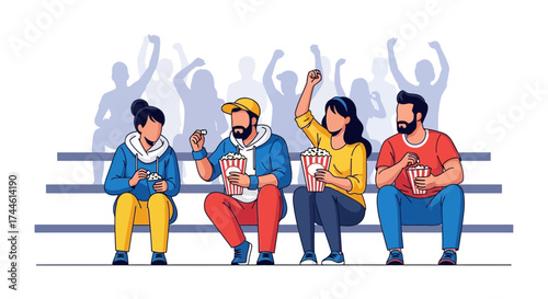 Enthused Spectators Enjoying Popcorn And Entertainment While Watching A Performance