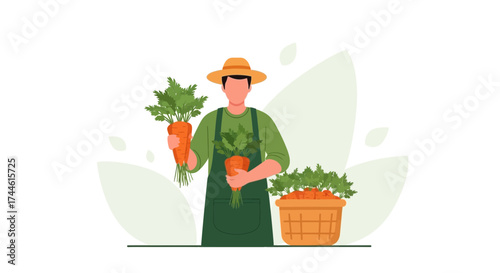 Farmer Harvesting Fresh Carrots From Their Garden and Presenting the Fresh Produce