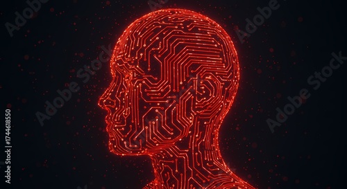 High-Contrast Graphic with Copy Space Representing the Integration of Mind and Network