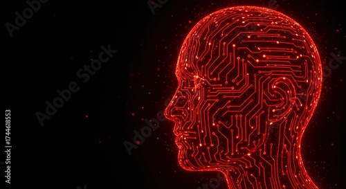 High-Contrast Graphic with Copy Space Representing the Integration of Mind and Network