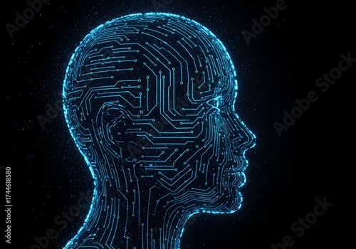 Abstract Technology Background Showing the Integration of Mind and Computer