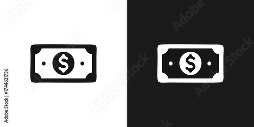 Simple hand-drawn money icon, perfect for finance apps and websites, representing wealth and prosperity in a minimalist style. Great for accounting and business.