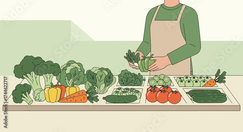 Fresh Produce Selection Arrangement Demonstrating Healthy Foods and Culinary Practices