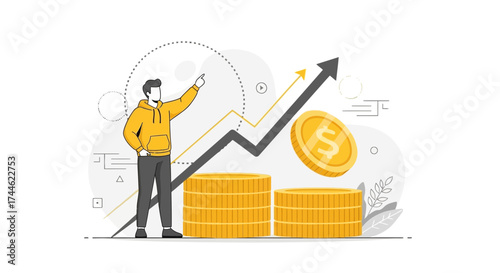Financial Growth Visualization: Animated Illustration Depicting Economic Prosperity And Upward