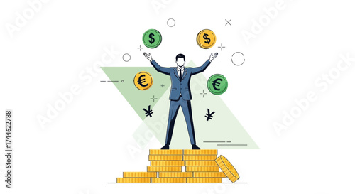 Financial Mastery: A Businessman Mastering Global Currencies and Wealth Accumulation