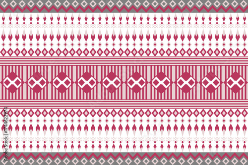 Geometric Ethnic pattern, Native American tribal fabric, tile, carpet, vector, illustration design, on a red-orange  background 