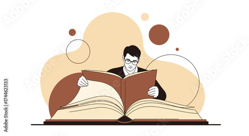 Focused Reader Delves Deep Into Knowledge Within The Pages Of A Hardcover Book