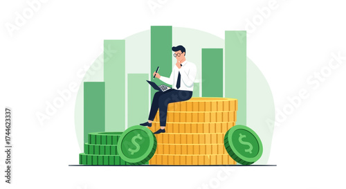 Financial Analyst Examining Investments While Considering Market Growth and Profitability