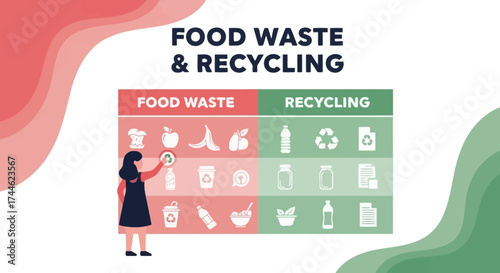 Food Waste And Recycling Infographic Demonstrates Waste Reduction And Environmental Preservation