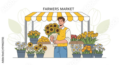 Fresh Blooms Displayed At The Farmers Market For A Floral Display Experience
