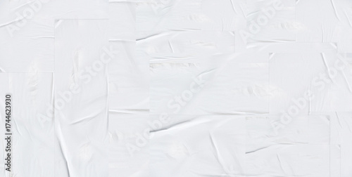 white crumpled and creased paper poster texture background . Blank white crumpled and creased sticker paper poster texture background	