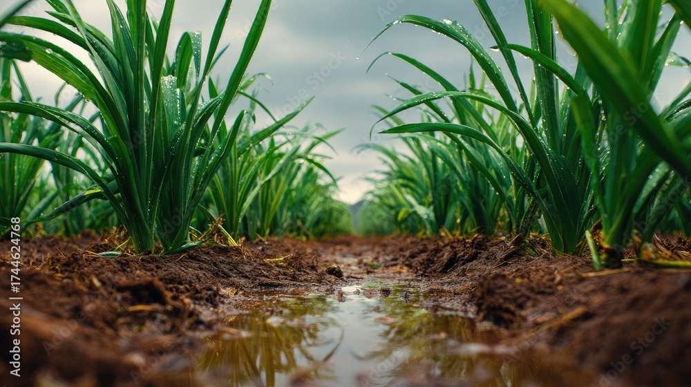 Obraz premium Achira field Greenery After the Rain