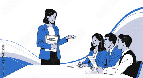Funding Agreement Presentation Depicting Business Meeting And Financial Proposition