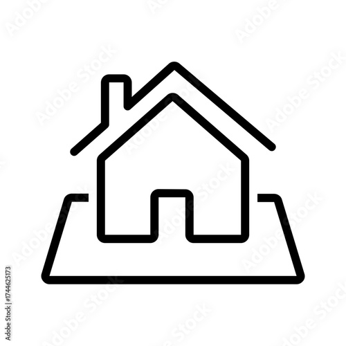 Vector black line icon for House