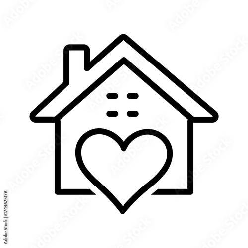 Vector black line icon for Home