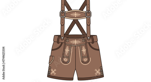 Traditional Bavarian Lederhosen Illustration for Cultural Events, Themed Parties, and Festive Apparel Design Projects, including Oktoberfest Celebrations