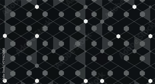 Geometric network pattern with interconnected nodes and lines.