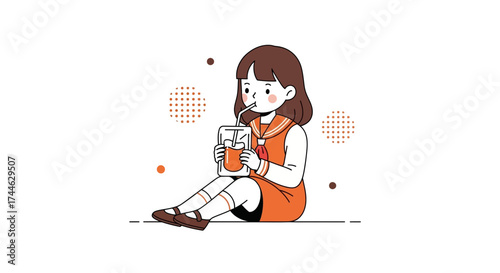 Girl Enjoying Refreshing Drink: A Delightful Illustration of Pure Indulgence and Joy