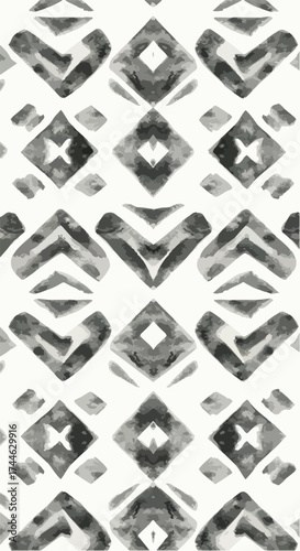 Geometric pattern with diamond shapes in grayscale on white background.