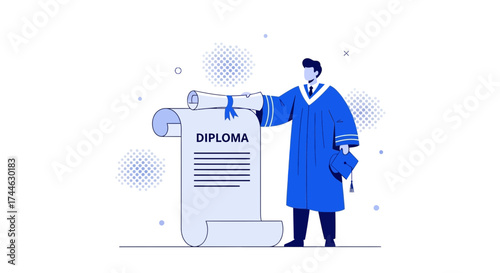 Graduate Celebrating Academic Achievement Presenting Diploma Certificate After Successful Studies