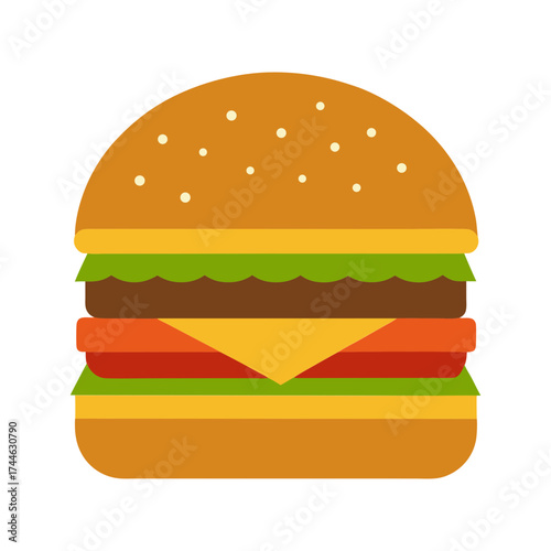 Perfectly Stacked Cheeseburger with Sesame Seeds vector art 