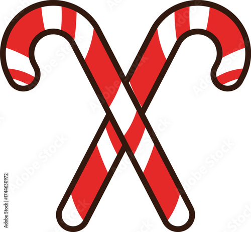 Christmas candy vector outline and shape