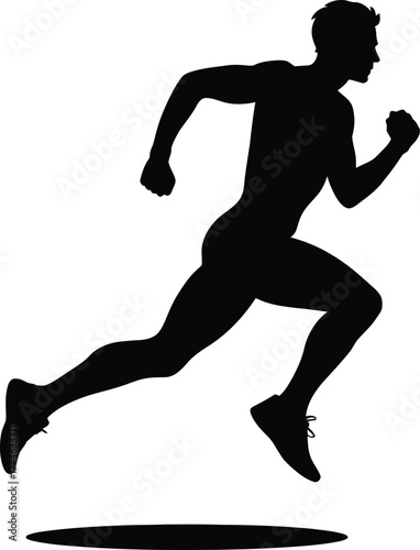 Dynamic runner in motion captured as a bold silhouette