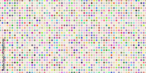 Seamless abstract pattern, background of multicolor falling confetti, polka dots on a light background, flat style dot pattern Vector ilustration