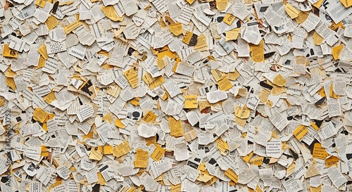 Chaotic Collage of Torn Newspaper and Book Pages Background.