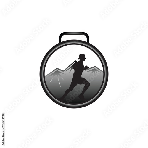 mountain marathon trail run medal design,trail run logo design