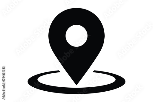 Minimalist black and white location pin vector illustration scalable eps icon for navigation and maps vector