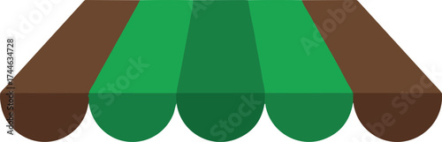 Green and brown striped awning design for shop or store.