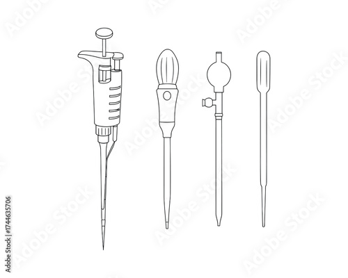 Laboratory Equipment Line Art: Scientific Tools & Instruments for Experimentation & Research