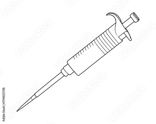 Precision Instrument: Detailed Vector Illustration of a Single Channel Micropipette