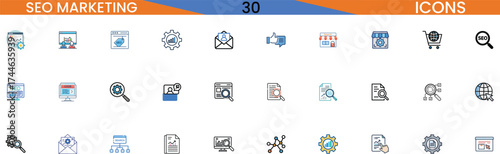 Digital marketing icons set for seo strategy and online business growth vector